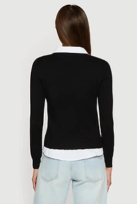 Womens Layered Look Polo Shirt, Black, Size S