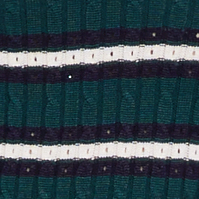 Striped Cable Knit Polo Sweater