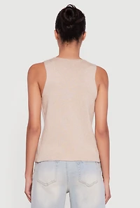 Metallic Button Front Sleeveless Sweater