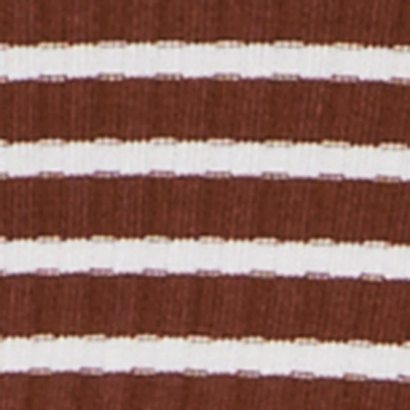 Striped Rib Knit Long Sleeve Polo Shirt