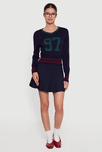 97 Graphic Varsity Stripe V-Neck Sweater