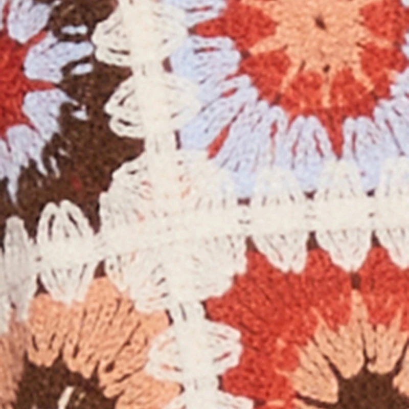 Boho Crochet Shirt with Cropped Hem and Classic Fit