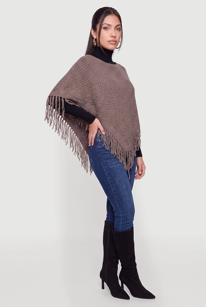 Fringe Hem Crochet Poncho