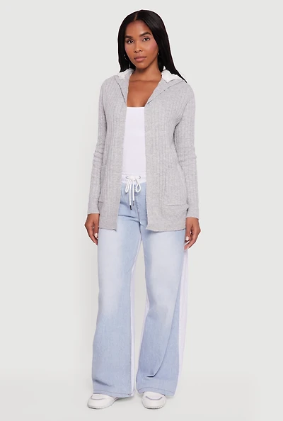 Cozy Sherpa Lined Hooded Cardigan with Pockets