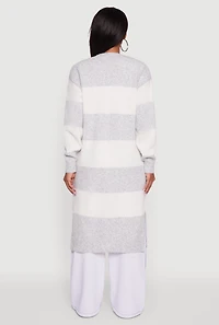 Striped Marled Brushed Knit Duster