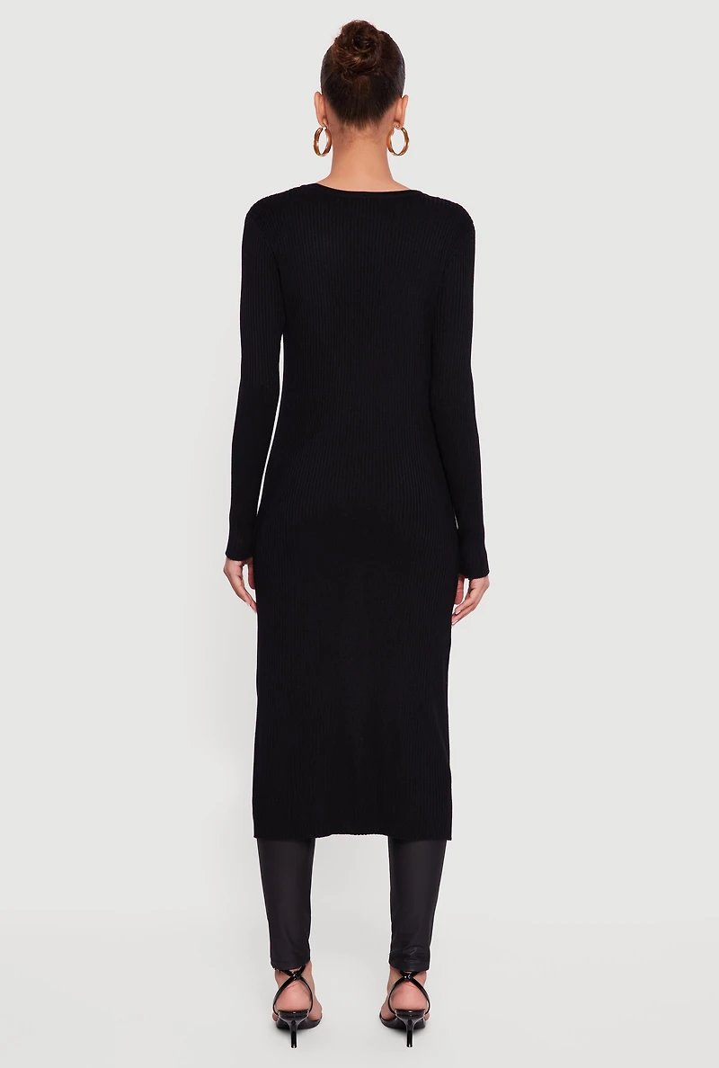 Long Tie Front Duster with Removable Faux Fur Collar