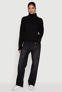 Womens Almost Famous Brushed Knit Cropped Turtleneck Sweater, Black, Size XL