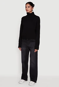 Womens Almost Famous Brushed Knit Cropped Turtleneck Sweater,