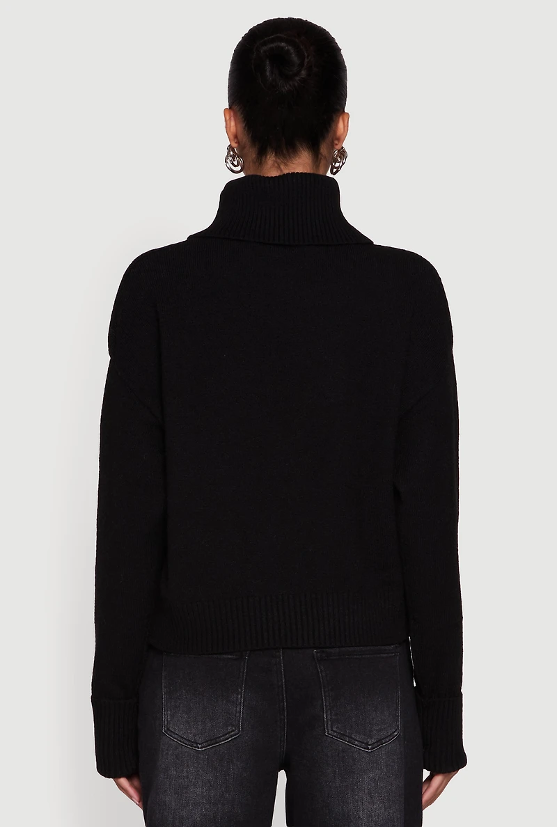 Womens Almost Famous Brushed Knit Cropped Turtleneck Sweater,