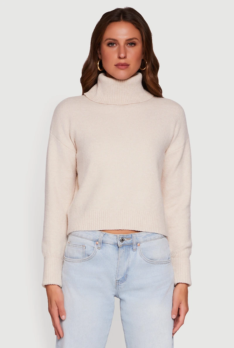 Almost Famous Brushed Knit Cropped Turtleneck Sweater