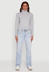 Womens Almost Famous Brushed Knit Cropped Turtleneck Sweater, Grey, Size S