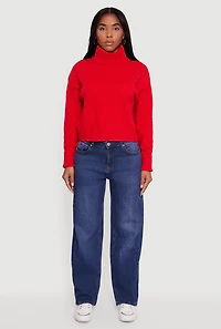 Womens Almost Famous Brushed Knit Cropped Turtleneck Sweater, Red, Size L