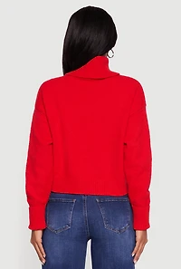 Womens Almost Famous Brushed Knit Cropped Turtleneck Sweater, Red, Size L