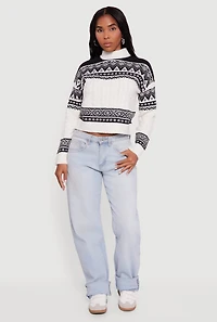 Womens Almost Famous Fair Isle Cropped Pullover Sweater, Multi,