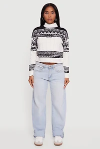 Womens Almost Famous Fair Isle Cropped Pullover Sweater, Multi,