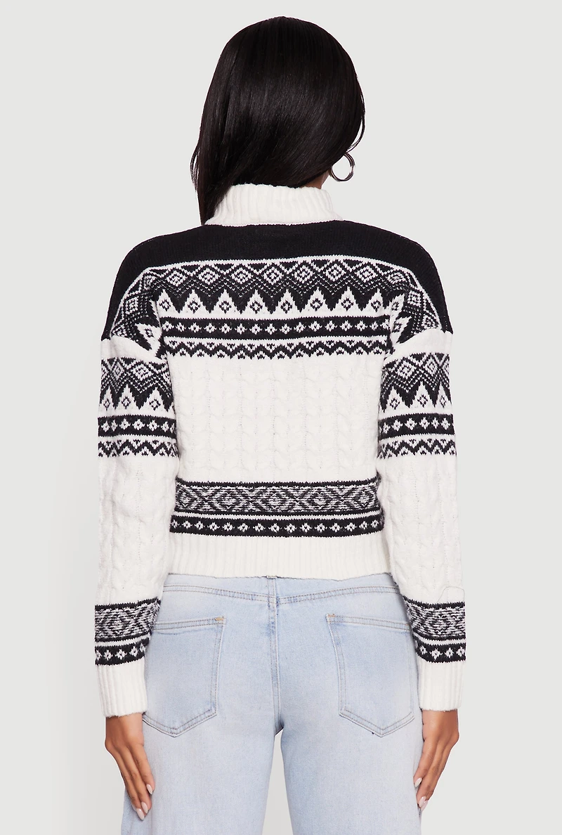 Womens Almost Famous Fair Isle Cropped Pullover Sweater, Multi,