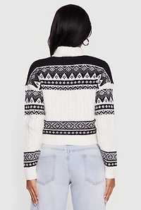 Womens Almost Famous Fair Isle Cropped Pullover Sweater, Multi,