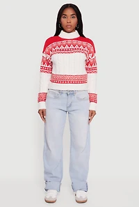Womens Almost Famous Fair Isle Cropped Pullover Sweater, Multi, Size L