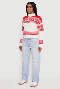 Womens Almost Famous Fair Isle Cropped Pullover Sweater, Multi, Size L