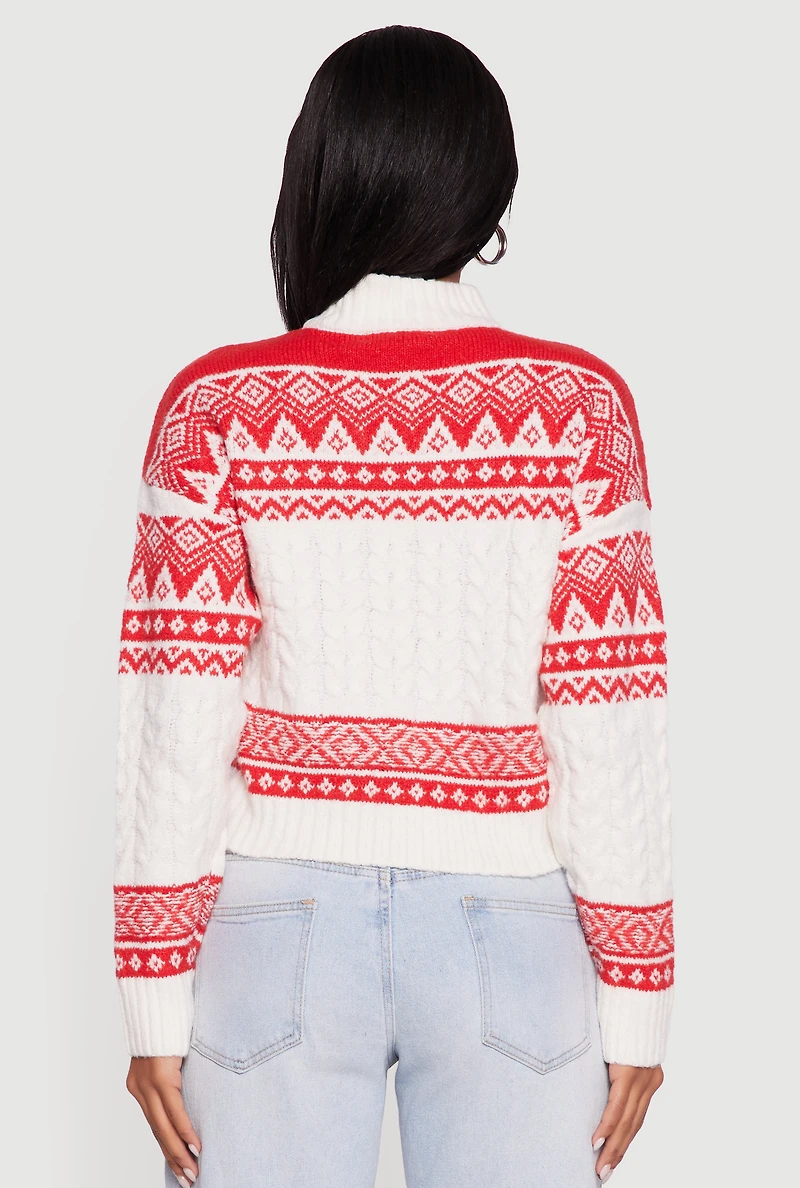 Womens Almost Famous Fair Isle Cropped Pullover Sweater, Multi,