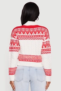 Womens Almost Famous Fair Isle Cropped Pullover Sweater, Multi,