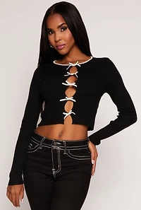 Womens Almost Famous Bow Cut Out Crop Top,
