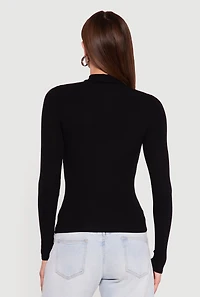 Ribbed Knit Turtleneck Long Sleeve Top