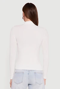 Ribbed Knit Turtleneck Long Sleeve Top