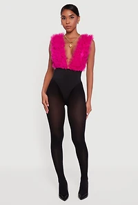 3D Mesh Detail Sleeveless Color Blocked Bodysuit