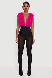 3D Mesh Detail Sleeveless Color Blocked Bodysuit