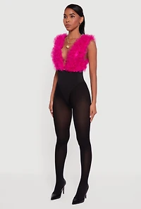 3D Mesh Detail Sleeveless Color Blocked Bodysuit