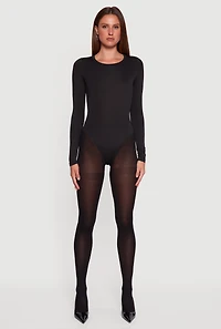 Womens Basic Curve Hugging Long Sleeve Crew Neck Bodysuit,