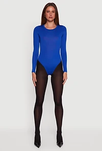 Basic Curve Hugging Long Sleeve Crew Neck Bodysuit