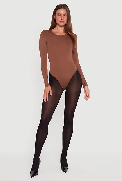 Basic Curve Hugging Long Sleeve Crew Neck Bodysuit