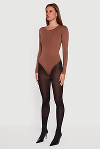 Basic Curve Hugging Long Sleeve Crew Neck Bodysuit