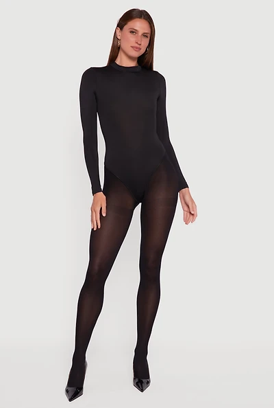 Womens Long Sleeve Mock Neck Bodysuit,