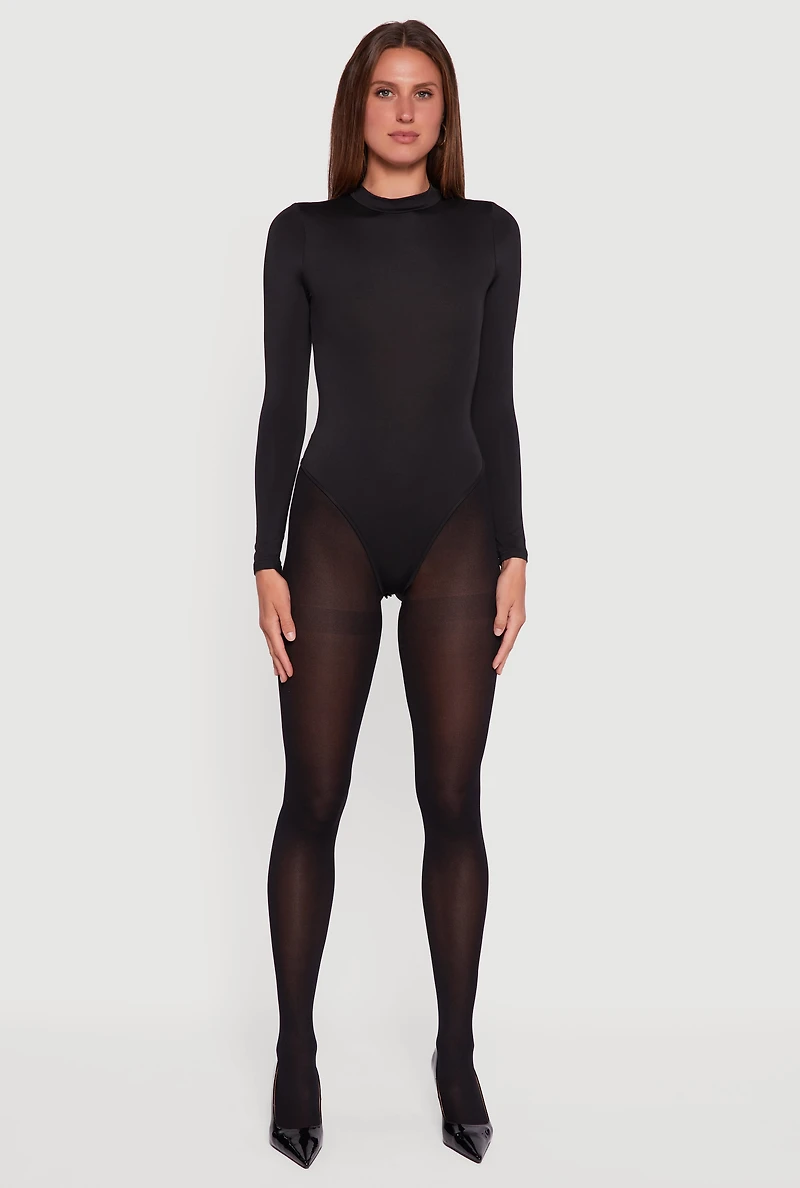 Womens Long Sleeve Mock Neck Bodysuit,