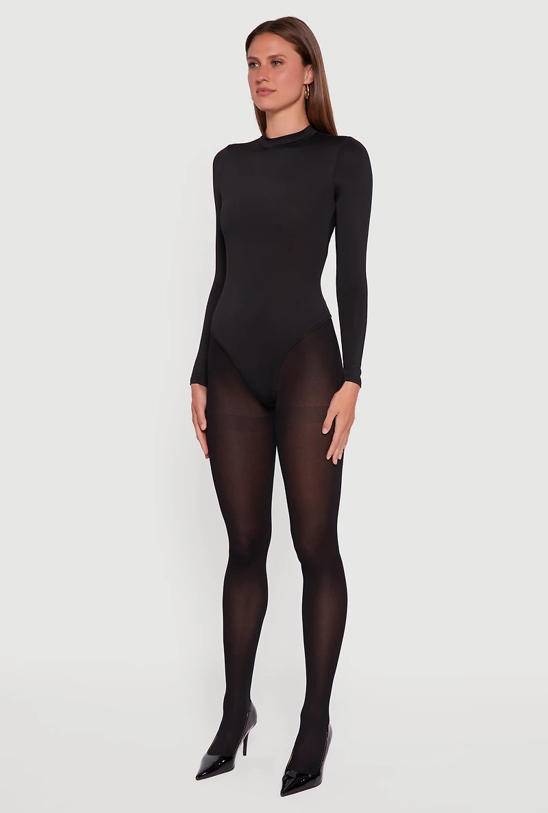 Womens Long Sleeve Mock Neck Bodysuit,