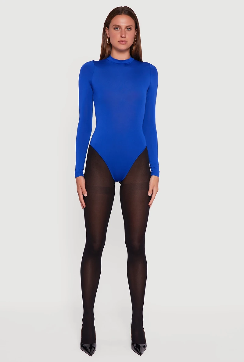 Womens Long Sleeve Mock Neck Bodysuit,