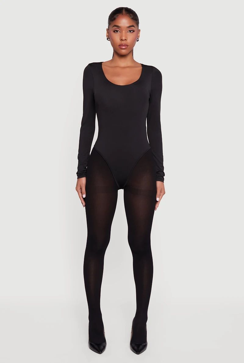 Solid Long Sleeve Scoop Neck Bodysuit