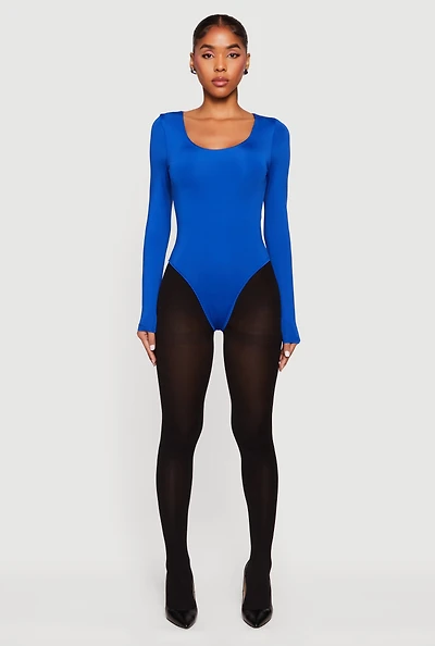 Solid Long Sleeve Scoop Neck Bodysuit