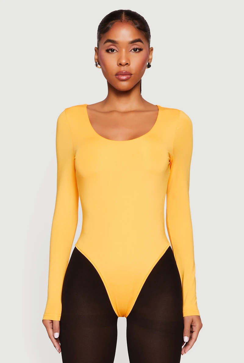 Solid Long Sleeve Scoop Neck Bodysuit