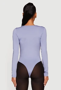Womens Solid Long Sleeve Scoop Neck Bodysuit,