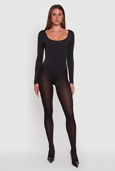 Womens Long Sleeve Square Neck Bodysuit,
