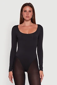 Womens Long Sleeve Square Neck Bodysuit,