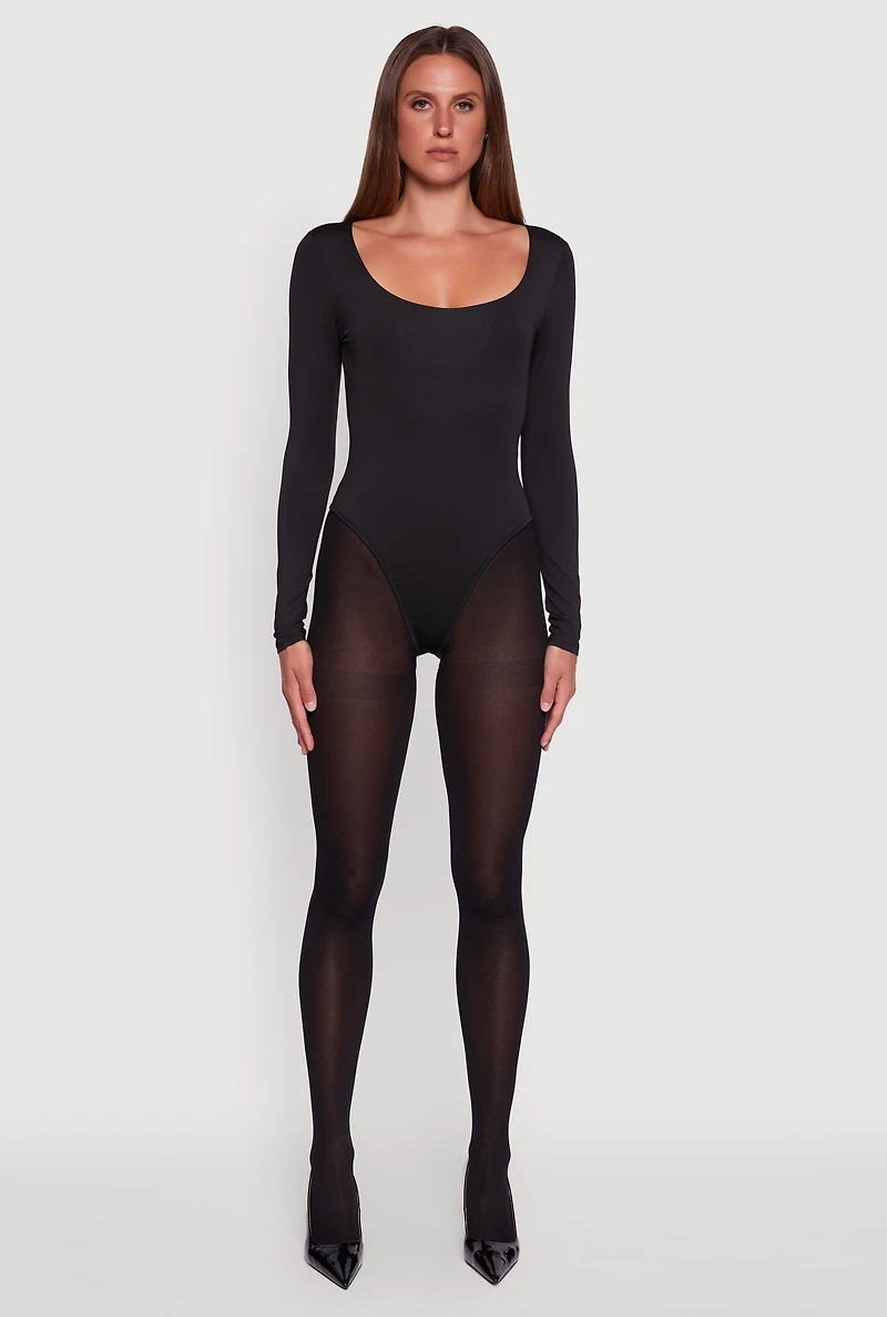 Womens Long Sleeve Square Neck Bodysuit,