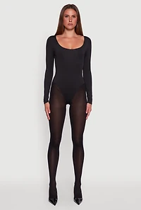 Womens Long Sleeve Square Neck Bodysuit,