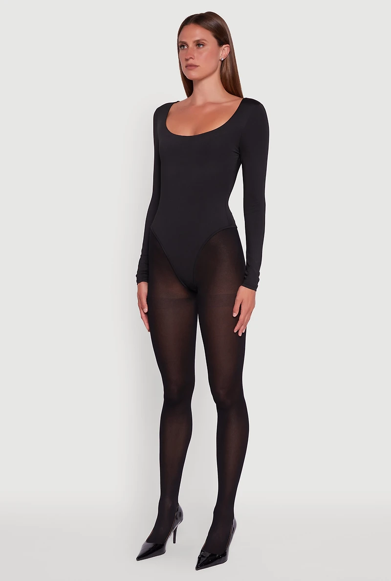 Womens Long Sleeve Square Neck Bodysuit,