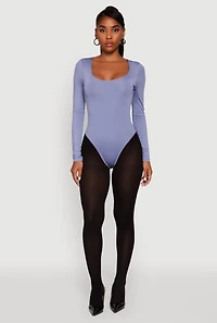 Womens Long Sleeve Square Neck Bodysuit,