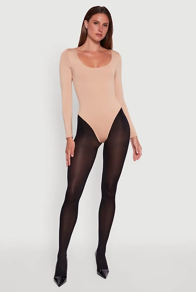 Womens Long Sleeve Square Neck Bodysuit,